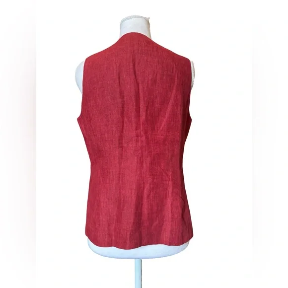 Jones New York Red Linen Sleeveless Blouse Size 6 Minimalist - Picture 3 of 8